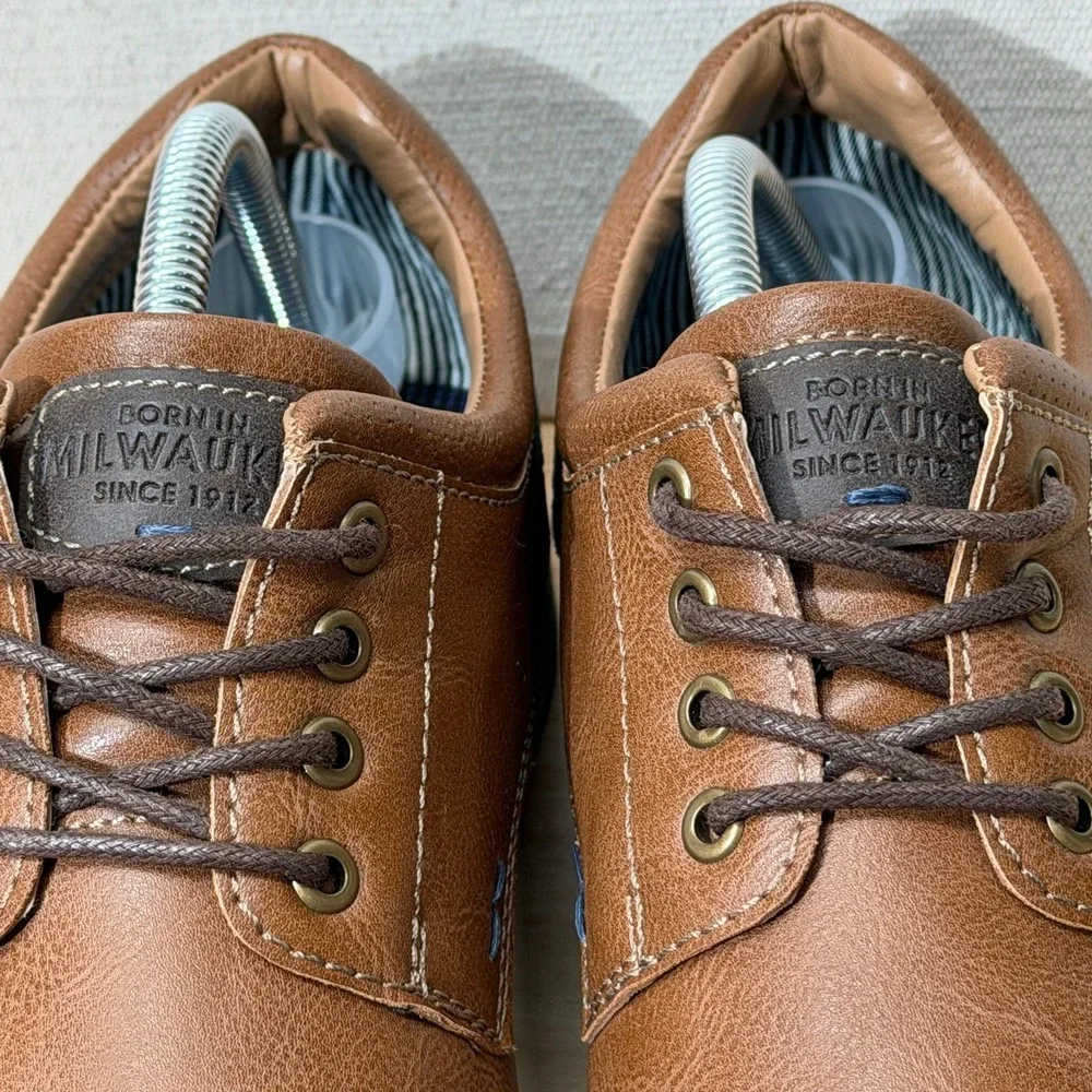 Nunn‎ Bush Hyde II Plain Toe Men's Wide Cognac Tie Size 9.5 W